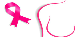 Rózsaszín tálcás gombatermékekkel a mellrák ellen