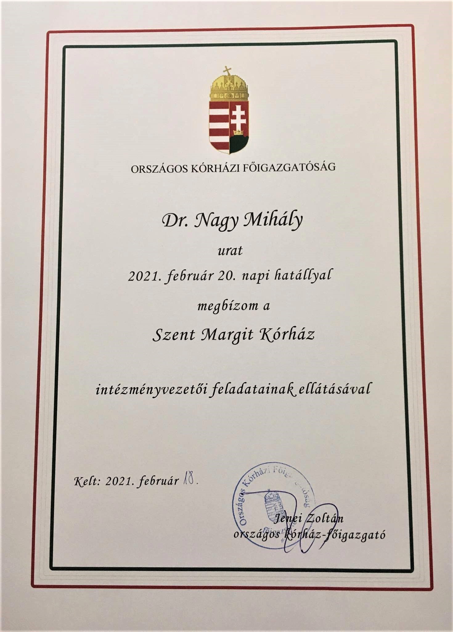 Intézményvezetői kinevezés