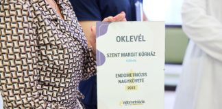 “Endometriózis Nagykövete 2022” díjat kapott a Szent Margit Kórház