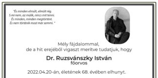 Elhunyt Dr. Ruzsvánszky István főorvos